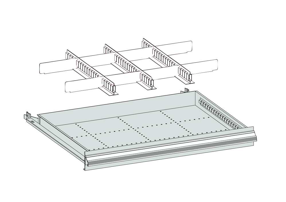 Einteilungsmaterial für Schubladen Metall, 620 x 450 x 75 mm