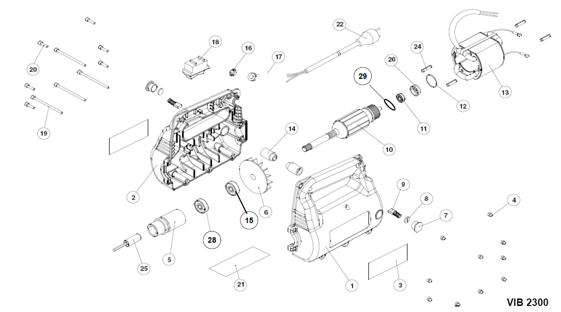 Betonrüttler mechanisch VIB 2300, tragbar, blau