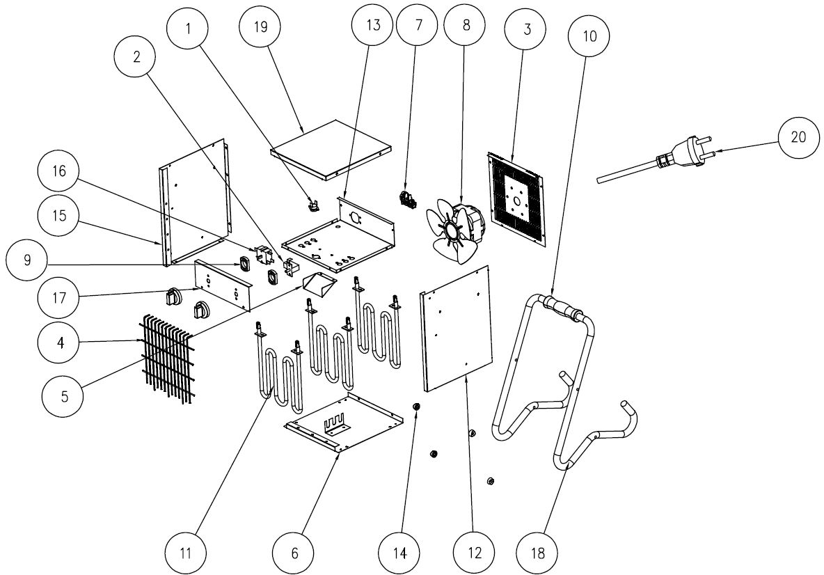 Elektroheizer Rockair EH 2, mit Kabel und Stecker