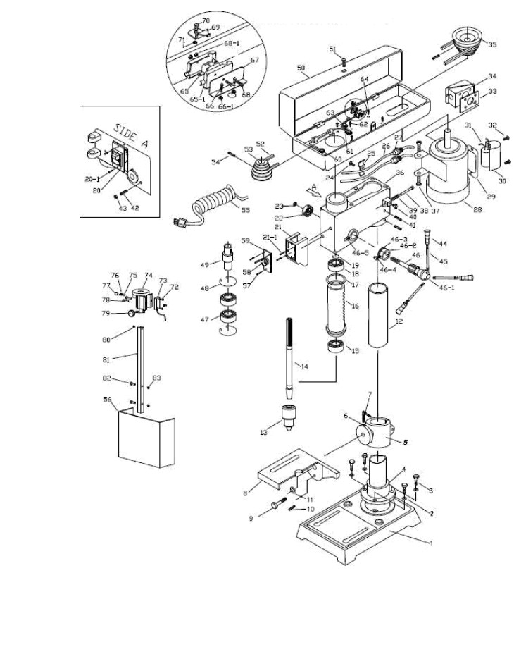 Tischbohrmaschine Proton BMT-ECO16M, mit Schnellspannbohrfutter 1 -16 mm