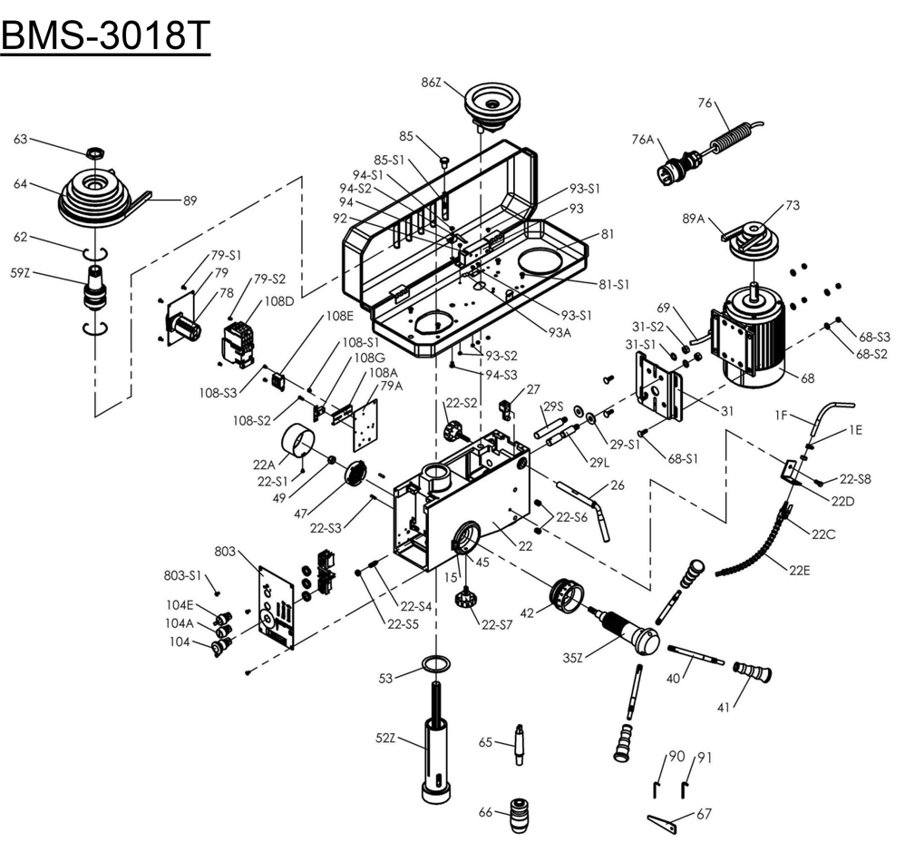 Säulenbohrmaschine Proton BMS-3018T, LED-Arbeitsleuchte und Schnellspannbohrfutter 1 -16 mm