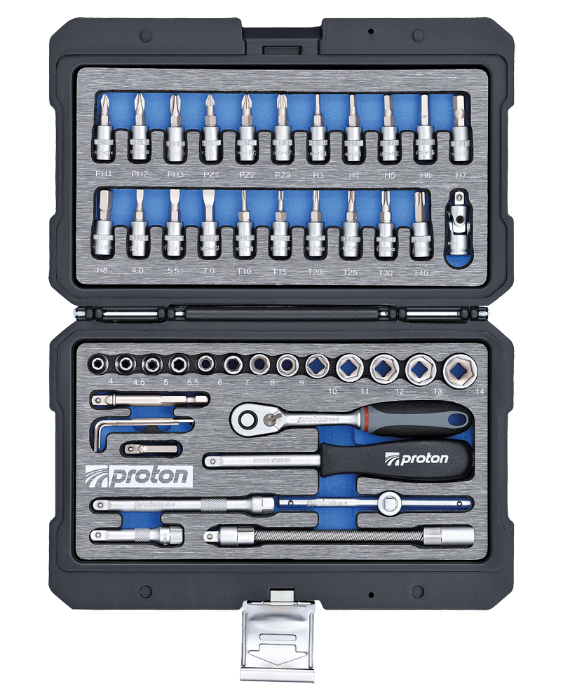 Steckschlüsselsatz Proton F-47M 1/4", 47-teilig, in Profi Qualität mit Schaumstoffeinlage und hochwertigem Koffer