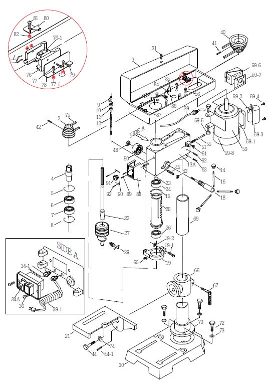 Tischbohrmaschine Proton BMT-ECO13M, mit Schnellspannbohrfutter 0.5 -13 mm