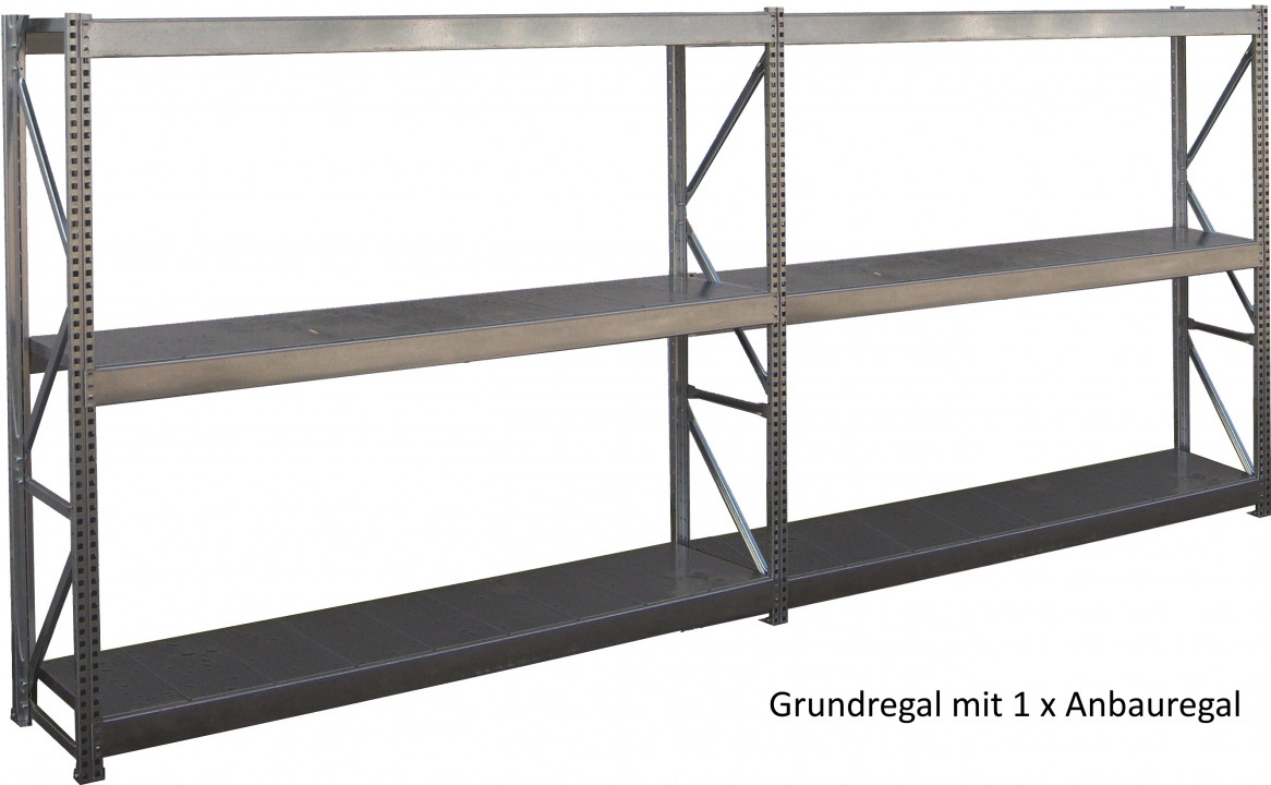 Anbauregal WS 1950x1600x400 mm, mit 3 Trägerpaaren, à 750 kg