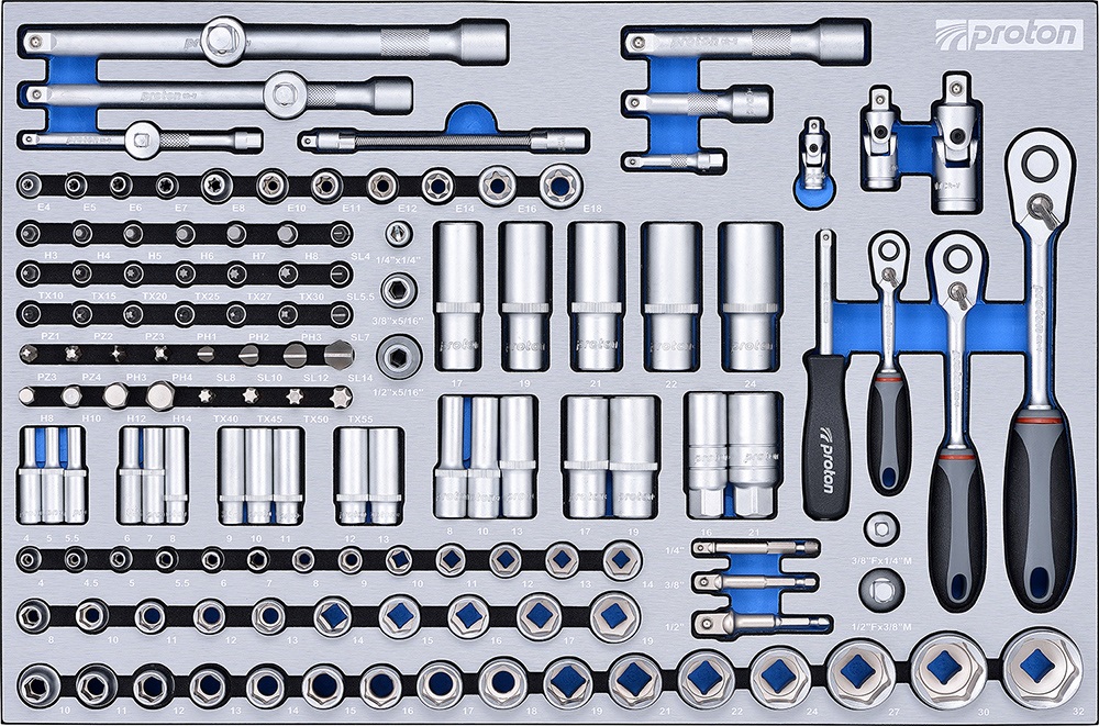Werkzeugwagen Proton TT-323, 8 Schubladen, 1/4 €œ, 3/8 €œ, 1/2 €œ, 323-teilig