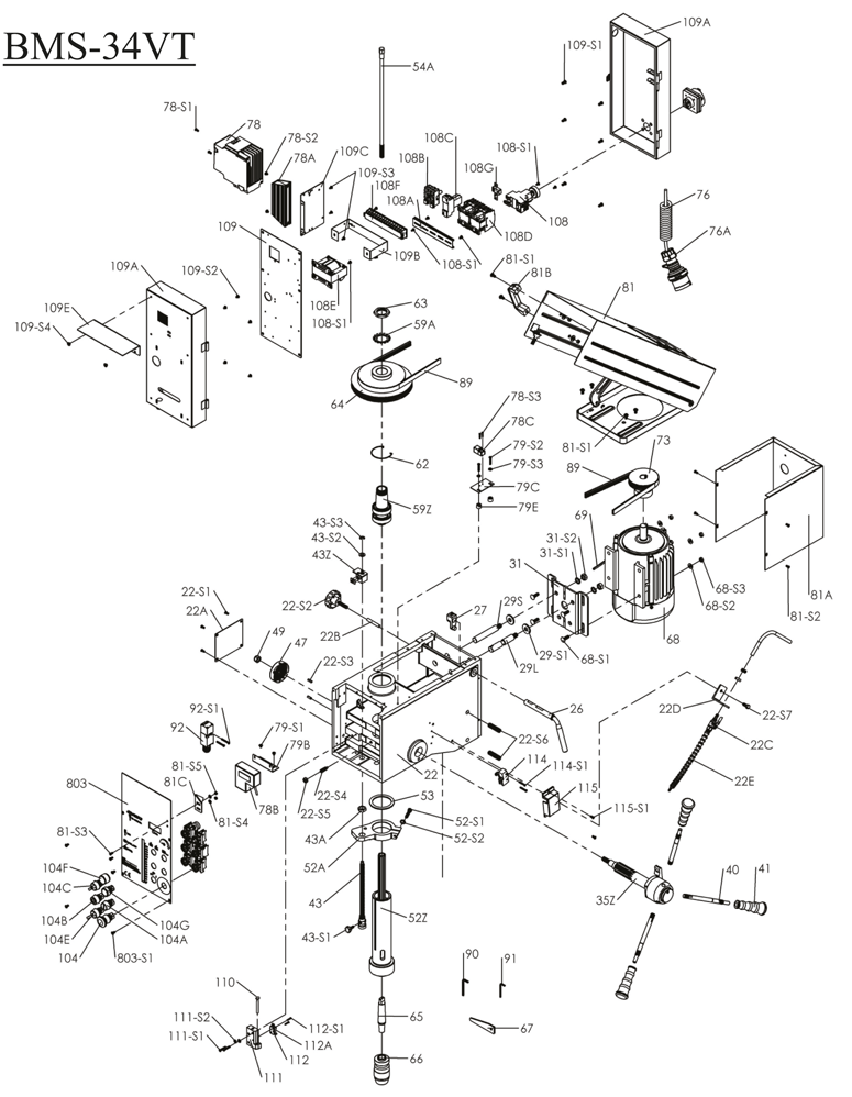 Säulenbohrmaschine Proton BMS-34VT, LED-Arbeitsleuchte und Schnellspannbohrfutter 1 -16 mm